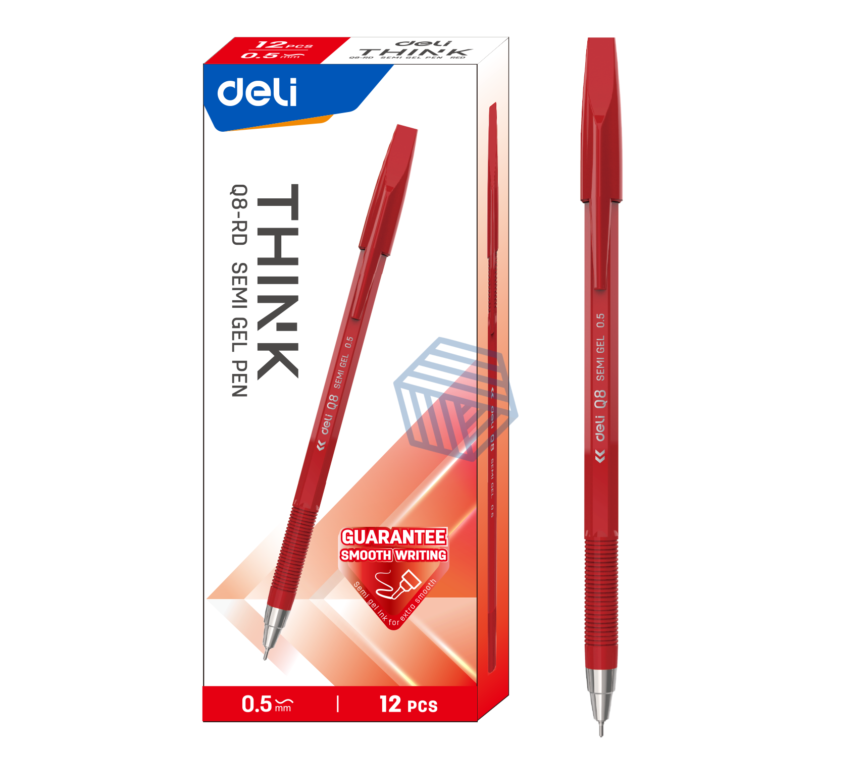 კალამი გელიანი 0.7MM  RED ,DELI Q8RD