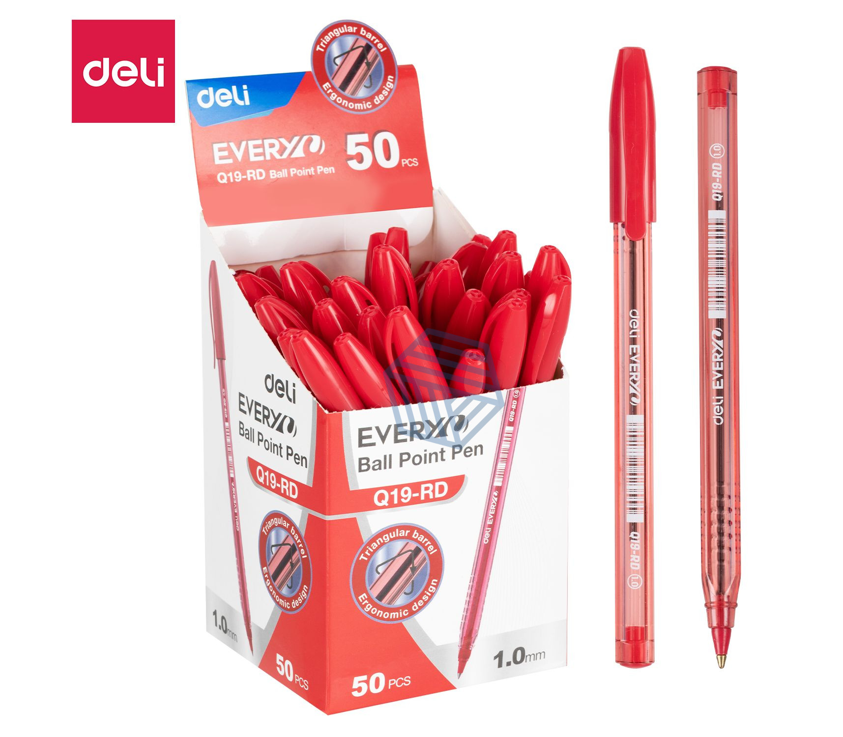 კალამი ბურთულიანი 1MM Q19-RD RED, DELI