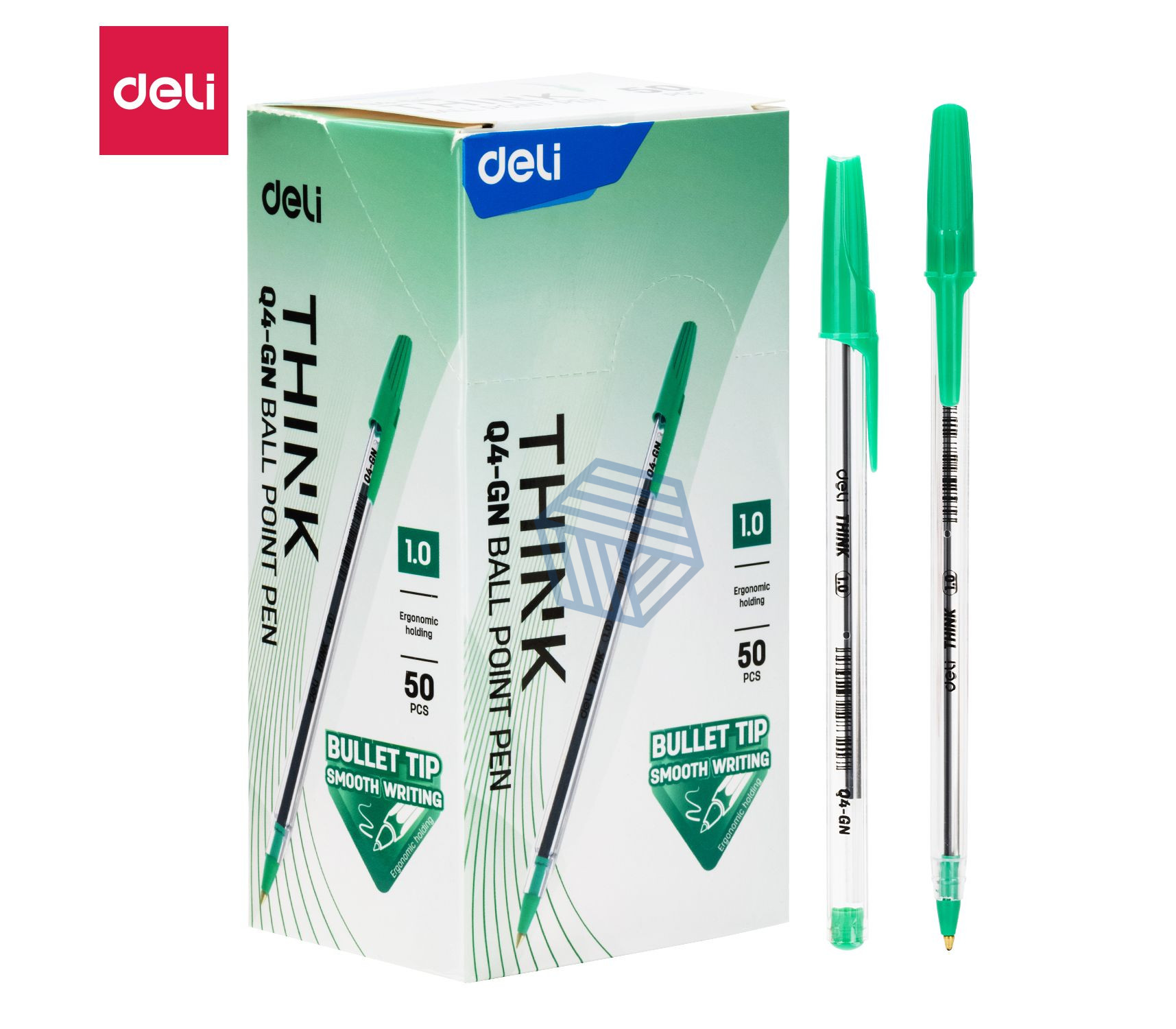 კალამი ბურთულიანი BULLET TIP 1MM GREEN Q4-GN ,DELI