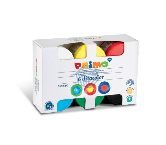 თითებით სახატავი საღებავი 6X50ML კონტეინერით PRIMO 6 ფერი 226TD50S