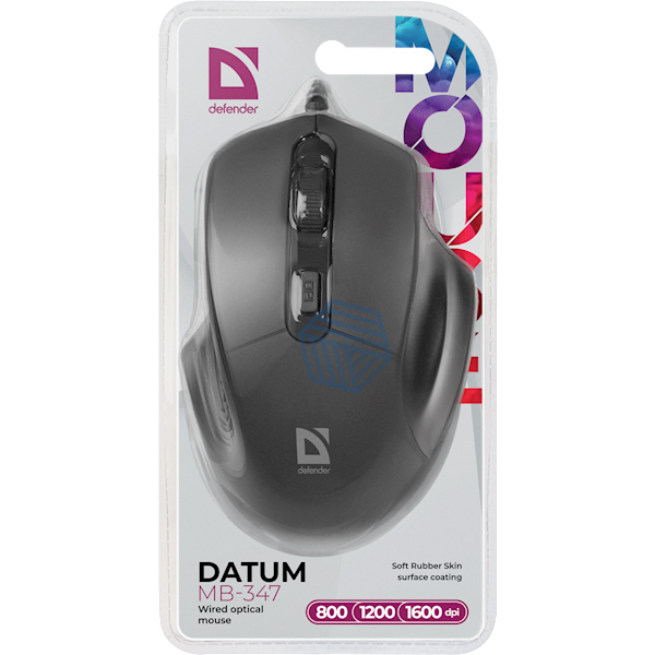 სადენიანი ოპტიკური მაუსი Defender Datum MB-347 შავი, 1600DPI 52347