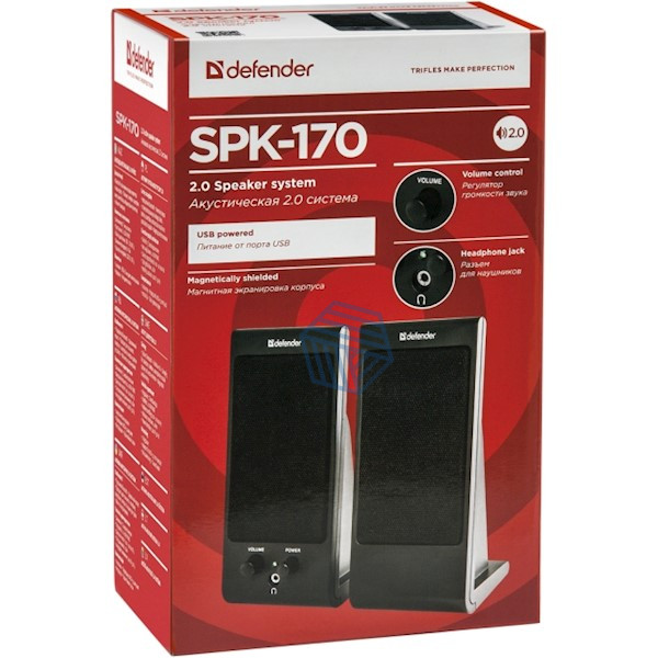 2.0 დინამიკის სისტემა Defender SPK-170 შავი, 4W, USB-ით 65165