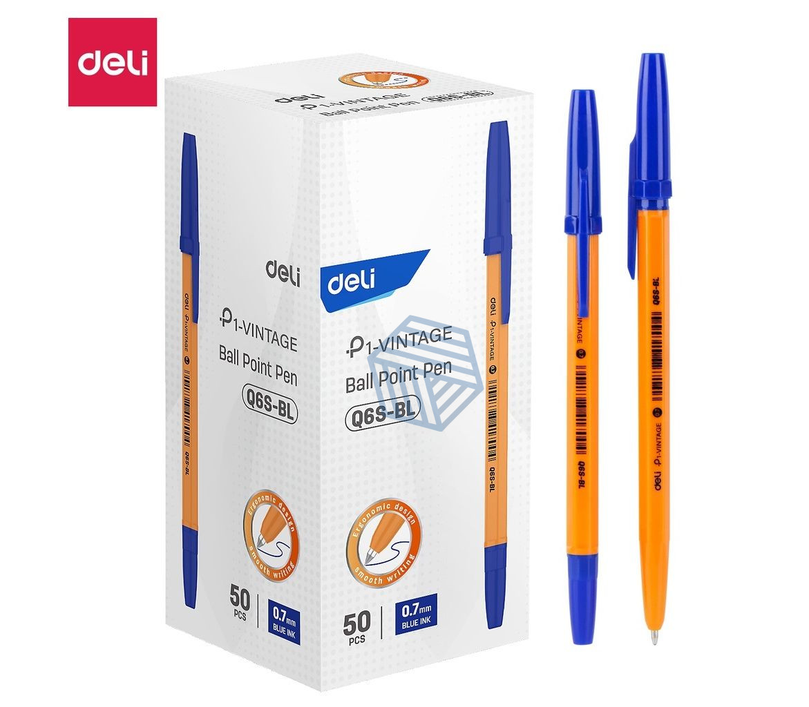 კალამი ბურთულიანი BULLET TIP 0.7MM BLUE Q6S-BL,DELI