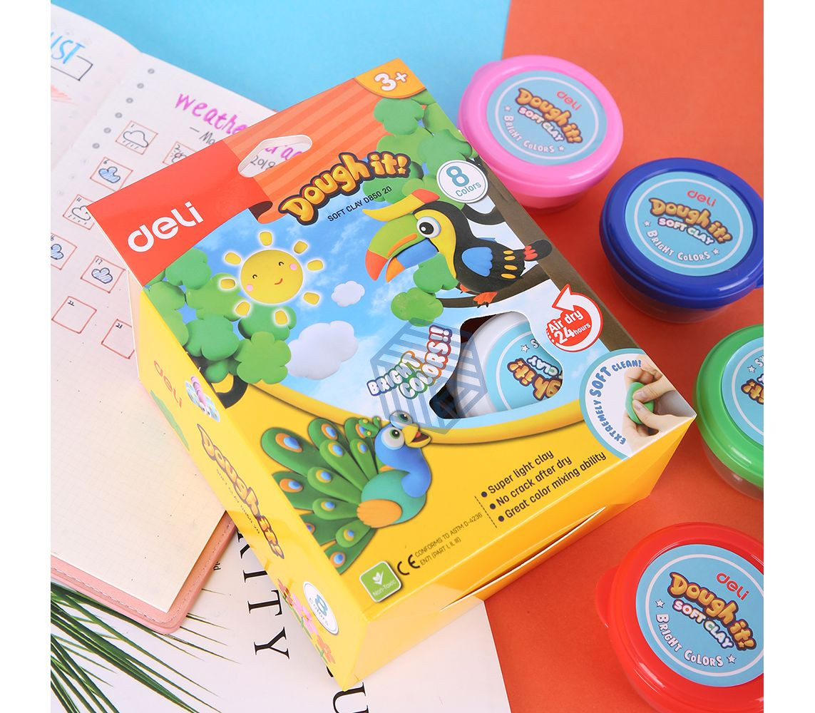 საძერწი მასალა SOFT CLAY 8COLORS D85020 ,DELI