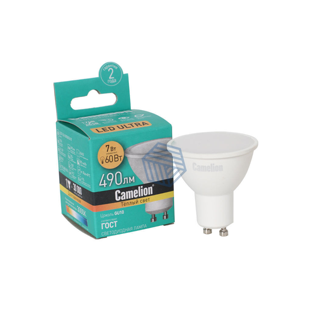 LED ნათურა შეკიდული ჭერის 7 ვატი Camelion Energy Saving LED Bulbs LED7-GU10/830/GU10 ცივი