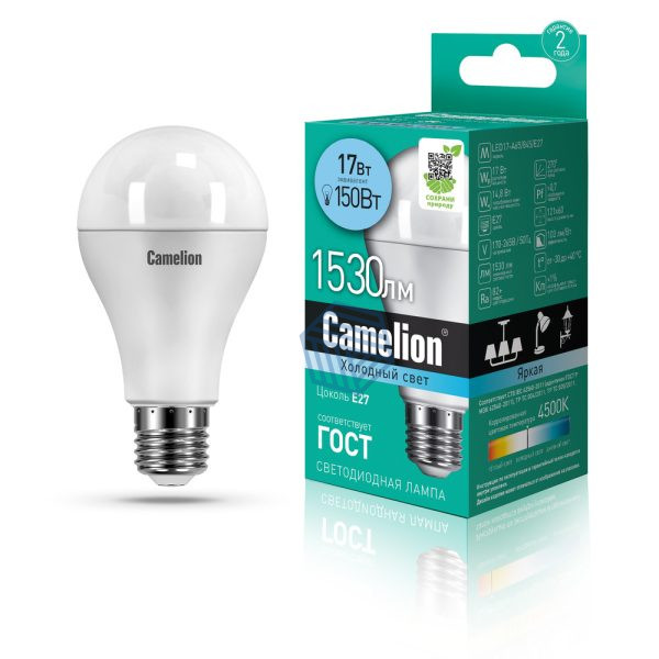 Camelion ლედ განათებით 15ვატი LED17-A65/865/E27 17 ცივი ნათება