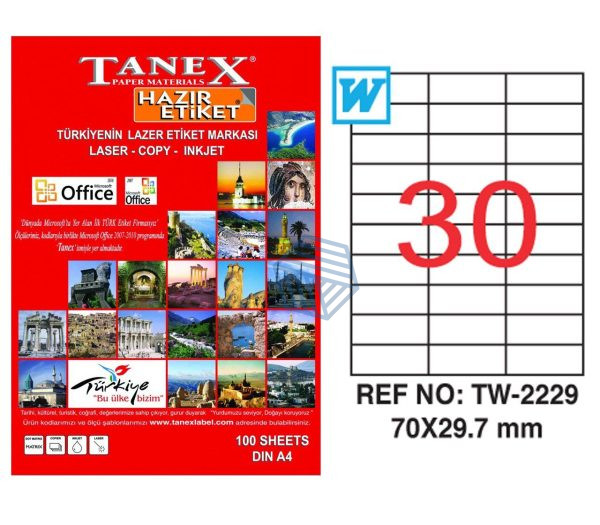 ლეიბლი ა4 1*30 100ფურც (70X29,7) 2229